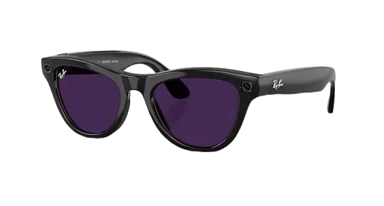 Ray Ban Meta Skyler 'Shiny Black' Lenses- Clear/Amethyst