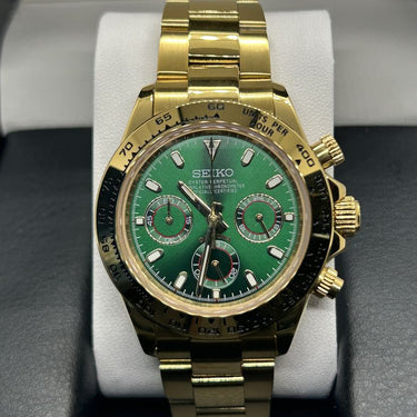 SEIKO MOD DAYTONA Gold Green Dial