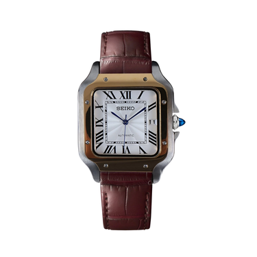 SEIKO MOD SANTOS WHITE / BROWN LEATHER