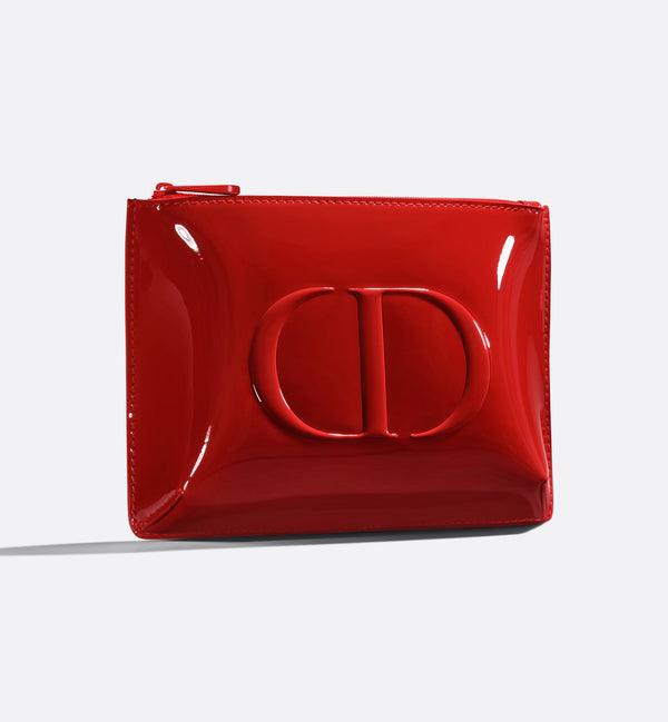 Dior Glossy Red Patent Leather Cosmetic Pouch