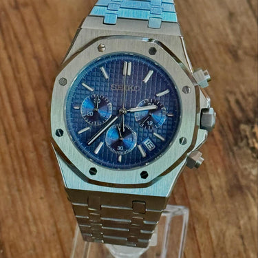 Seiko Mod Royal Oak Chrono Blue
