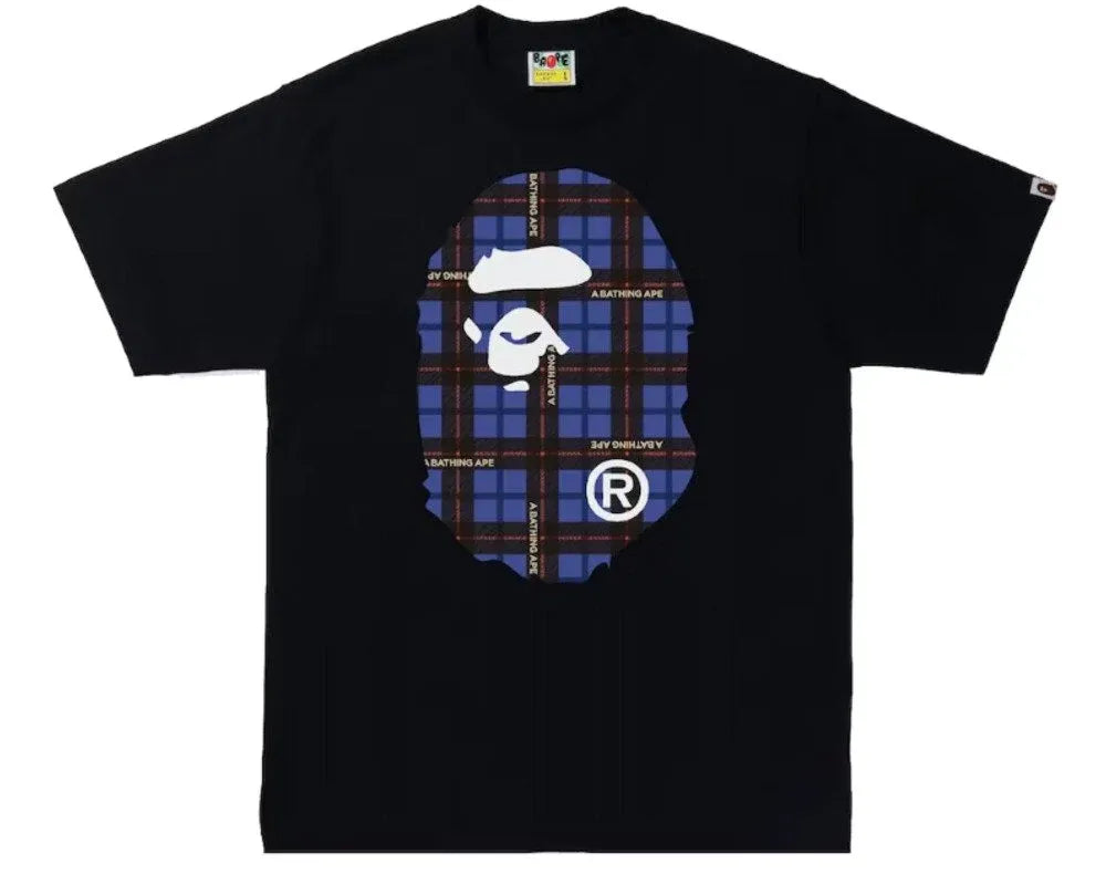 BAPE Logo Check Big Ape Head Tee Black
