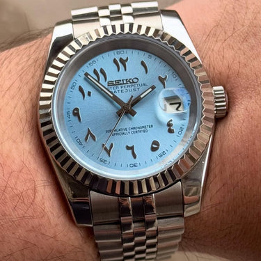 SEIKO MOD datejust ice blue Arabic