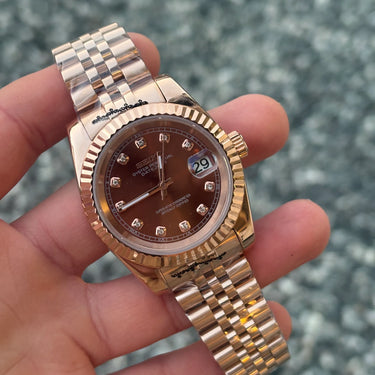SEIKO MOD datejust chocolate rose gold