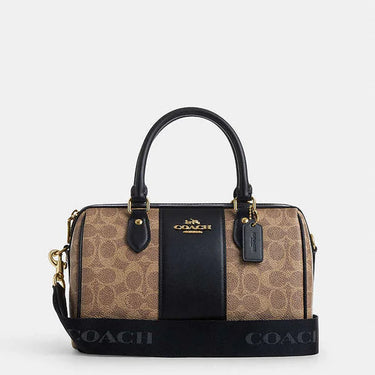 Coach Rowan Satchel Bag In Signature Canvas Signature Canvas-Gold-Tan-Black