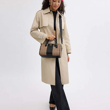 Coach Rowan Satchel Bag In Signature Canvas Signature Canvas-Gold-Tan-Black