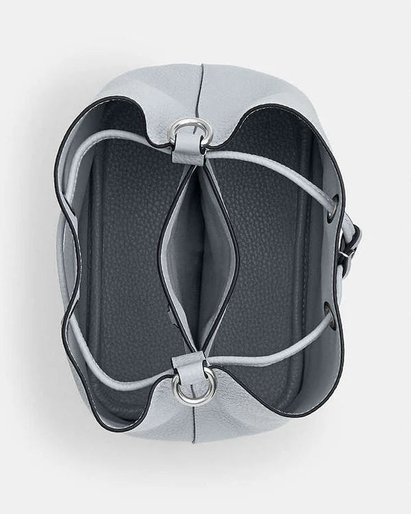 Coach Rowan Bucket Bag Pebbled Leather-Silver-Ice Blue
