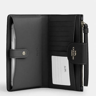 Coach Phone Wallet In Signature Canvas Signature Canvas-Gunmetal-Charcoal-Black
