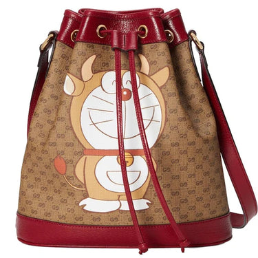 Gucci X Doraemon Bucket Bag Small Ebony/Beige