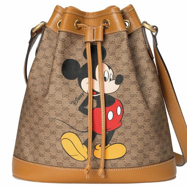 Gucci X Disney Bucket Bag Mini Gg Supreme Mickey Mouse Small Beige
