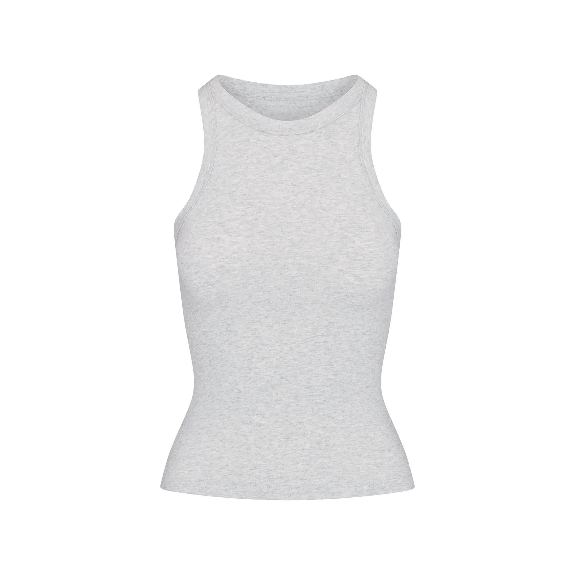Skims Cotton Jersey Crew Neck Tank Light Heather Grey