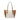 Michael Kors Charlotte Large Logo and Leather Top-Zip Tote Bag Vanilla