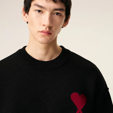 Ami Black Wool Ami De Coeur Crewneck Sweater