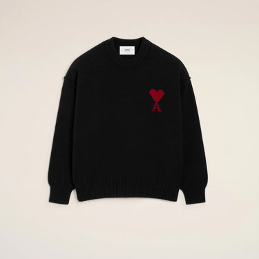Ami Black Wool Ami De Coeur Crewneck Sweater