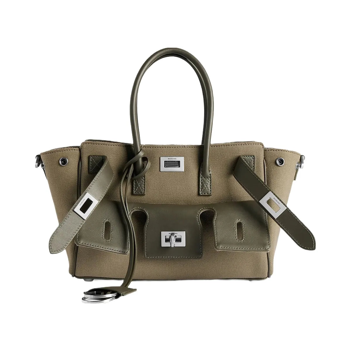 Balenciaga Bel Air Carry All Mini Cotton and Leather Top Handle Bag