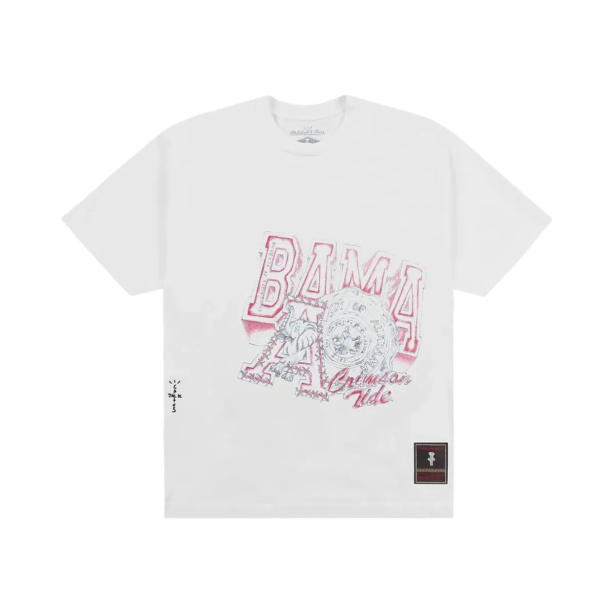 Cactus Jack By Travis Scott X Mitchell Ness University Of Alabama Handdrawn T-Shirt White