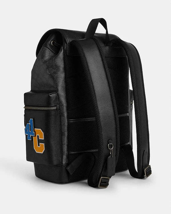 Coach Sprint Backpack In Signature Canvas With Patches Signature Canvas-Gunmetal-Charcoal Multi