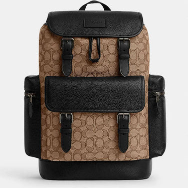Coach Sprint Backpack In Signature Jacquard Signature Jacquard-Qb-Tan-Black