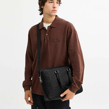 Coach Caden Brief Bag In Signature Canvas Black Signature