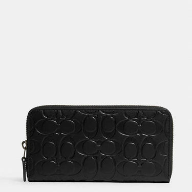 Coach Accordion Wallet In Signature Leather Smooth Leather-Gunmetal-Black