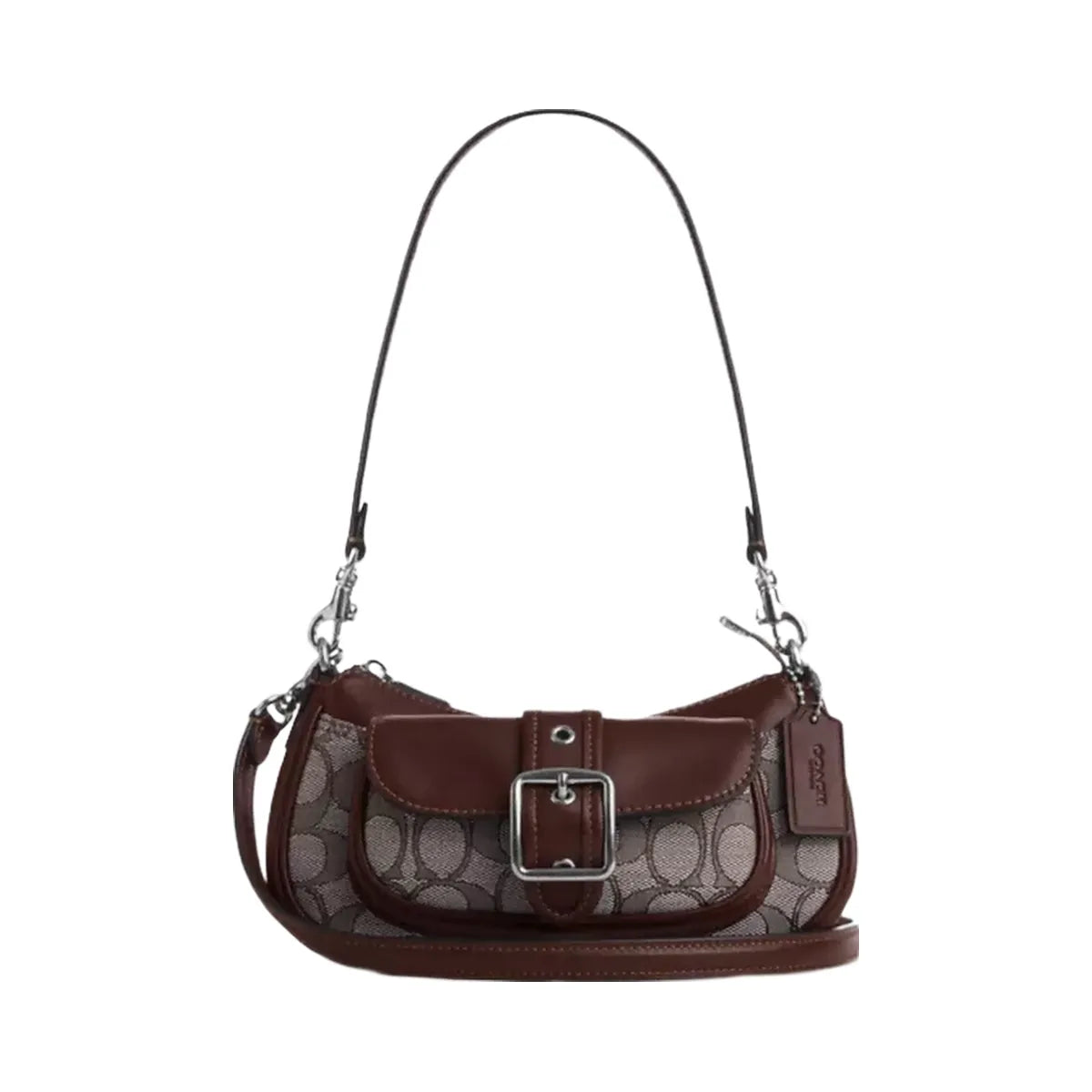 Coach Ashton Mini Shoulder Bag In Signature Jacquard in Silver Oak Maple