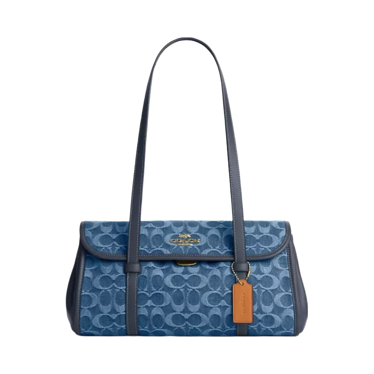 Coach Bridget Flap Shoulder Bag In Signature Denim in Gold Indigo