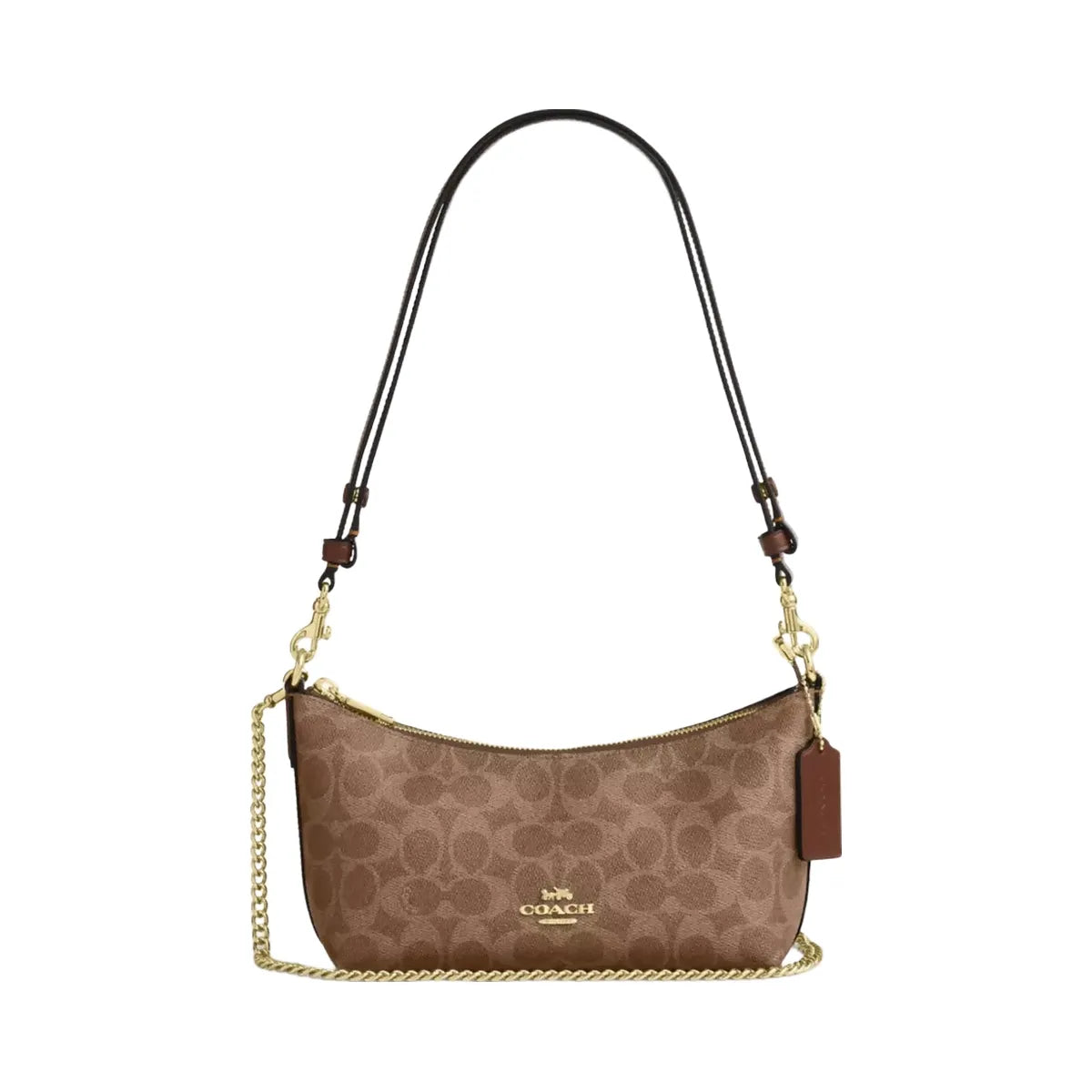 Coach Caitlin Shoulder Bag In Signature Canvas in Gold Tan Brown