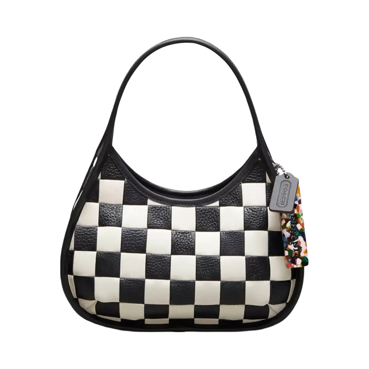 Coach Ergo Bag In Checkerboard Upcrafted Leather in Black Chalk