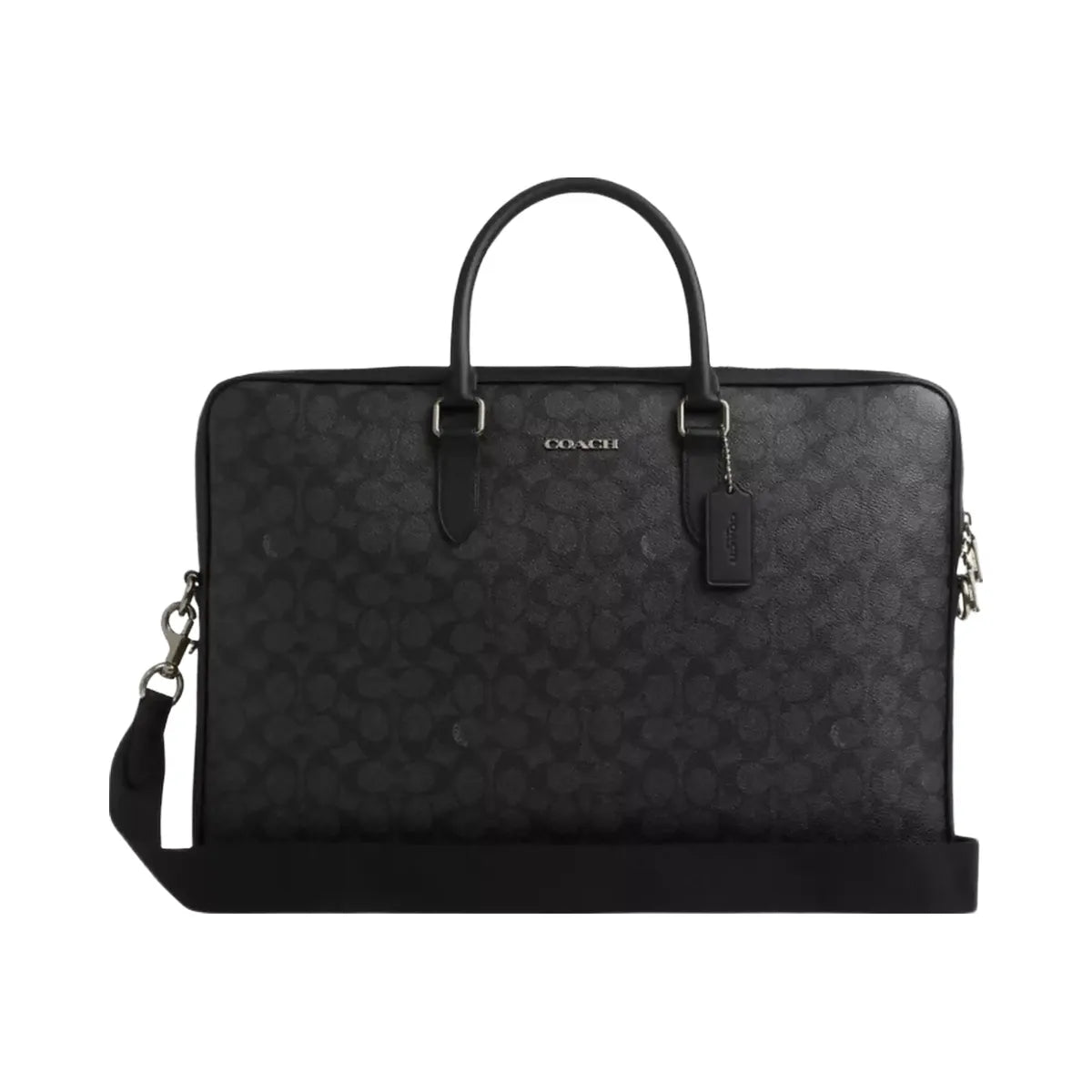 Coach Ethan Large Brief In Signature Canvas in Gunmetal Charcoal Black