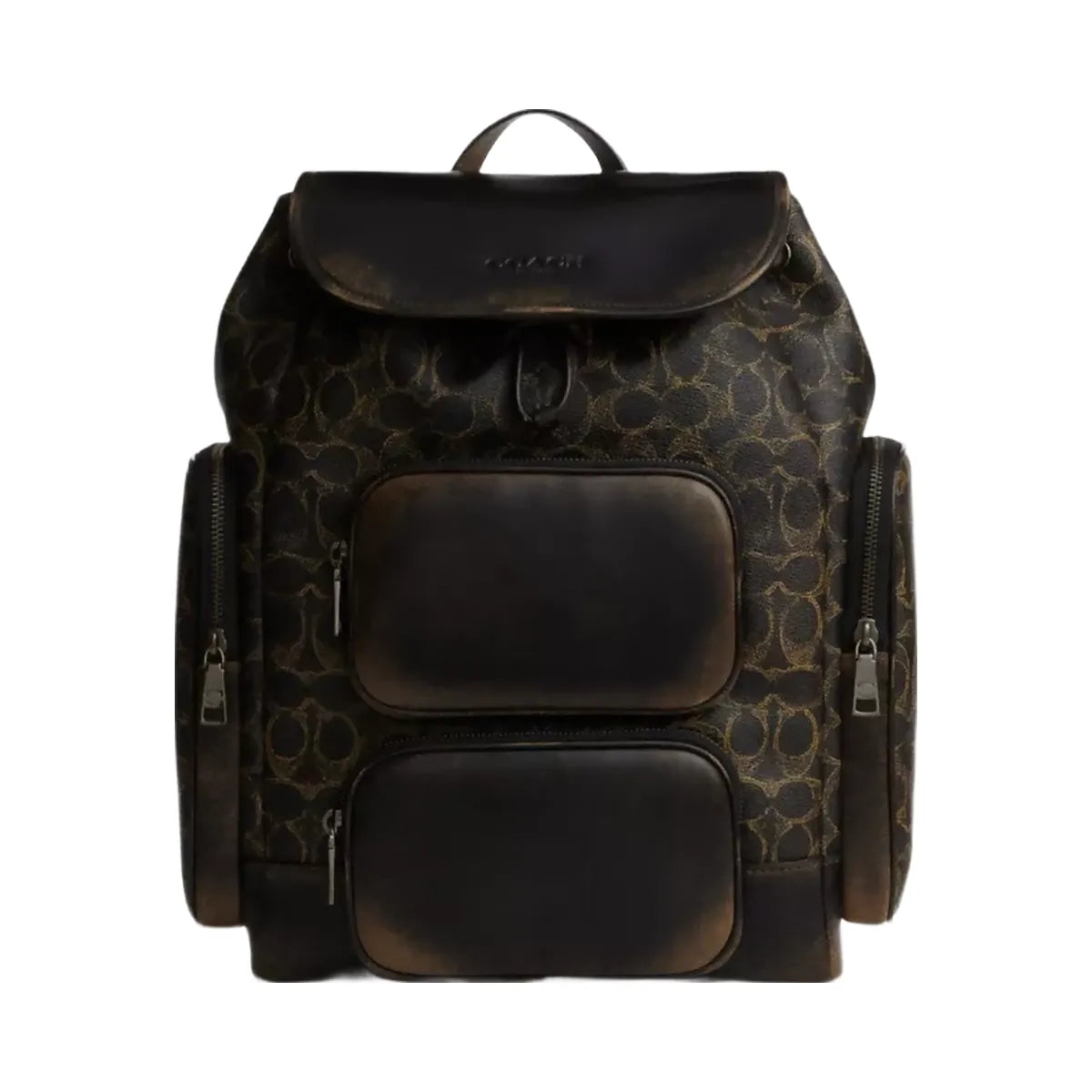 Coach Finn Backpack In Loved Signature Canvas in Gunmetal Brown