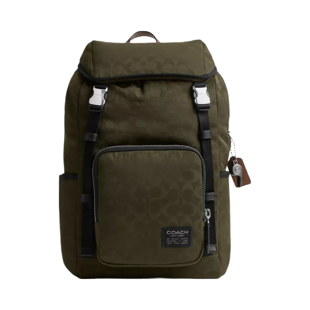 Coach Logan Backpack In Signature Nylon in Dark Moss