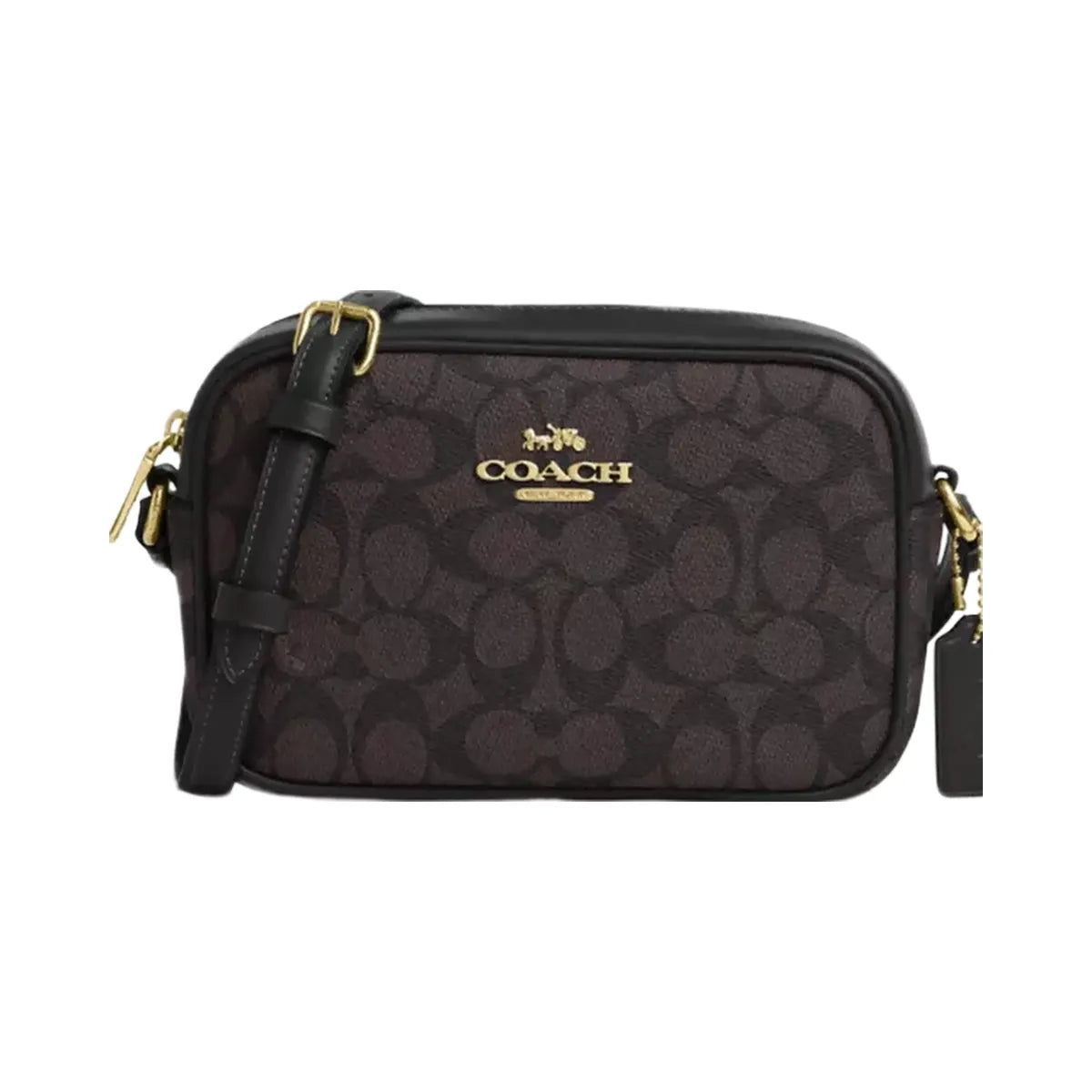 Coach Mini Jamie Camera Bag In Signature Canvas in Gold Walnut Black