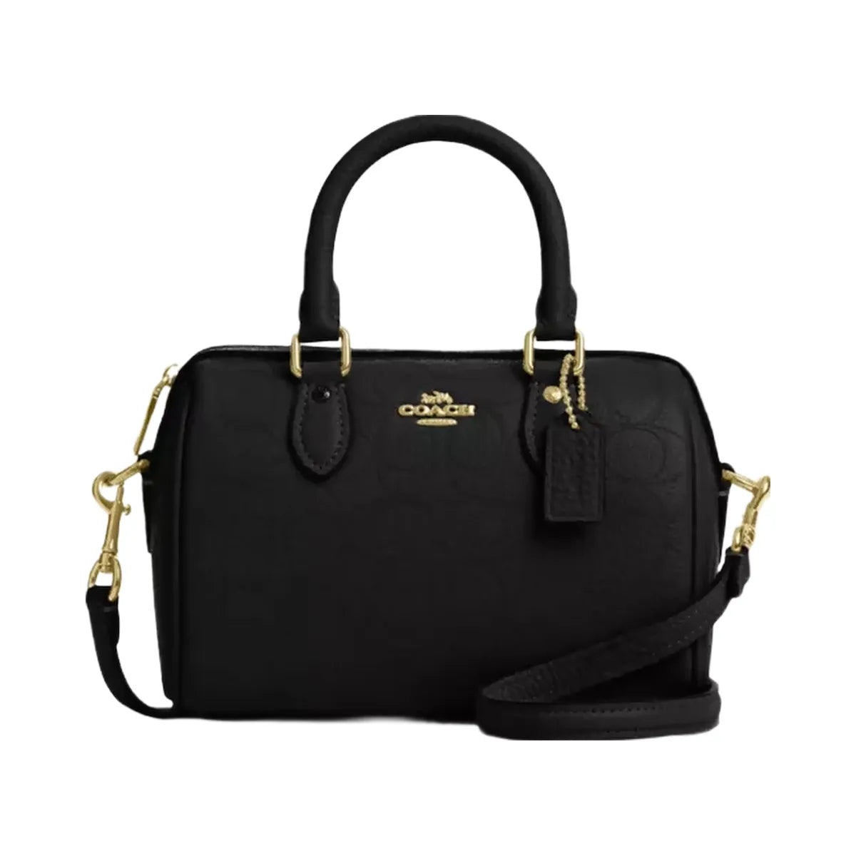 Coach Mini Rowan Crossbody Bag In Signature Leather in Gold Black