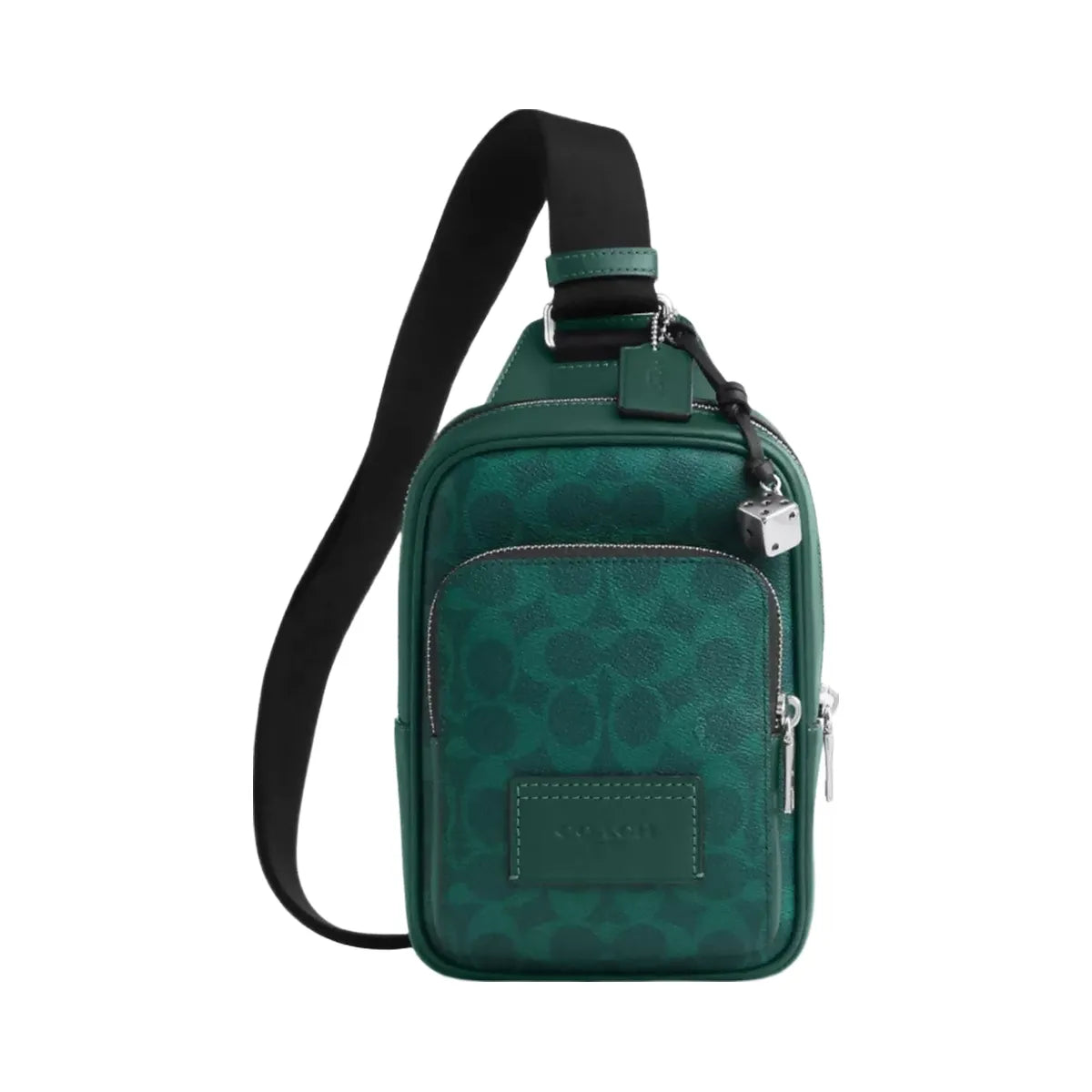 Coach Racer Sling Pack In Signature Canvas With Charms in Silver Sea Green