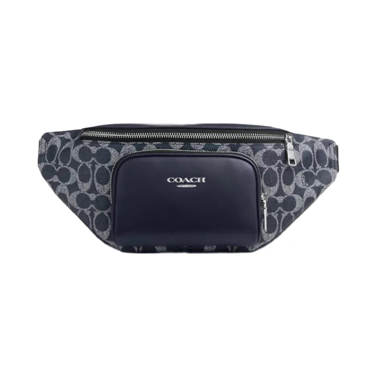 Coach Racer Small Belt Bag In Signature Canvas in Silver Denim Chalk
