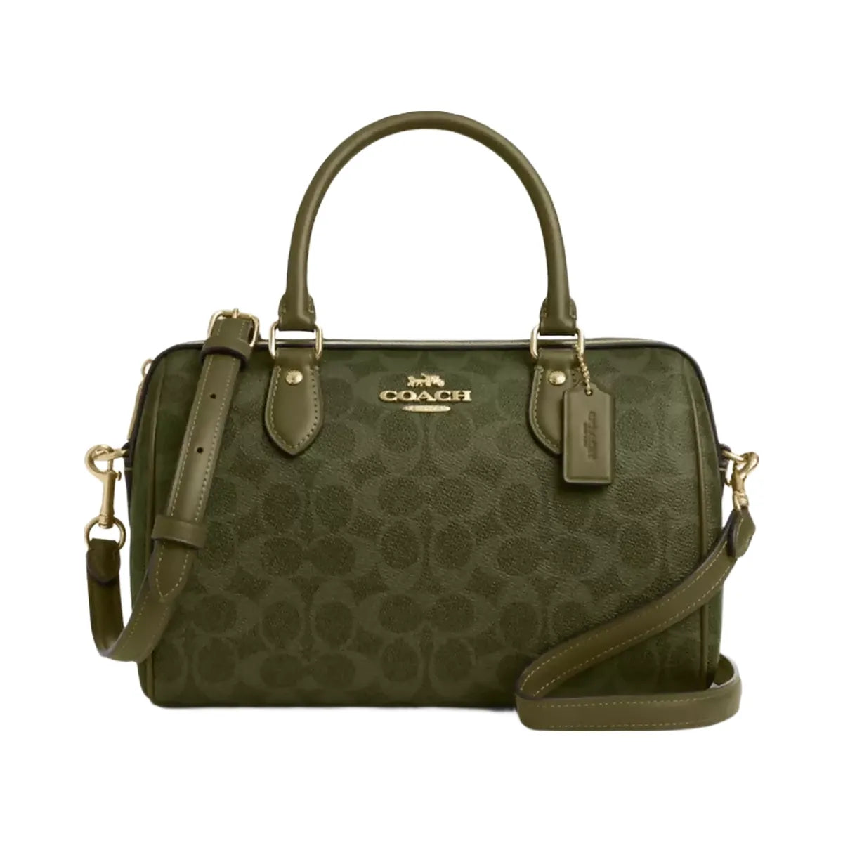 Coach Rowan Satchel Bag In Signature Canvas in Gold Olive
