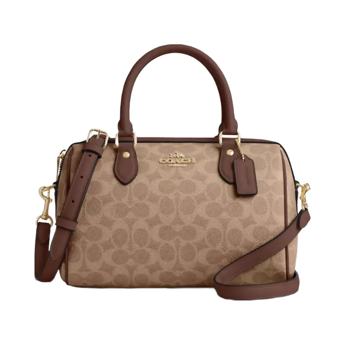 Coach Rowan Satchel Bag In Signature Canvas in Gold Tan Brown