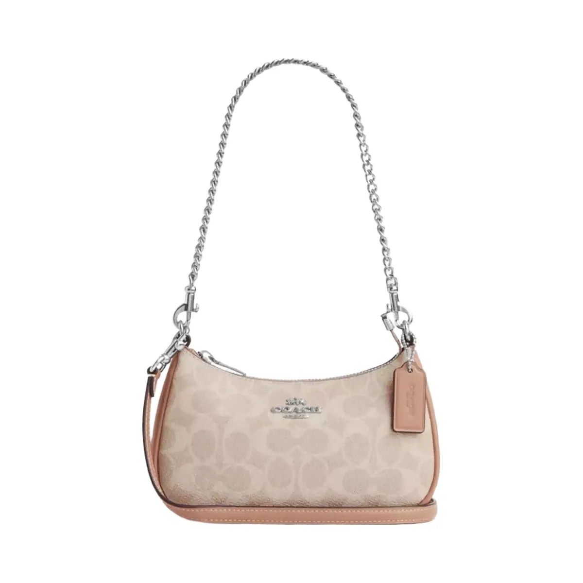 Coach Teri Mini Crossbody Bag In Signature Canvas in Silver Sand Taupe