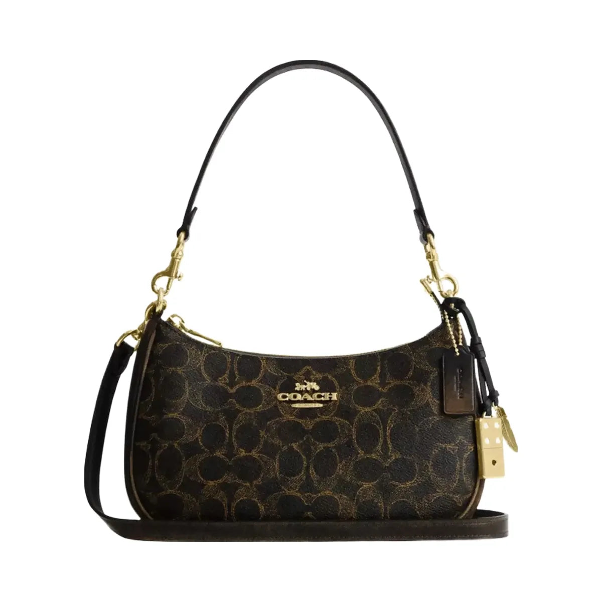 Coach Teri Shoulder Bag In Loved Signature Canvas With Charms in Gold Brown