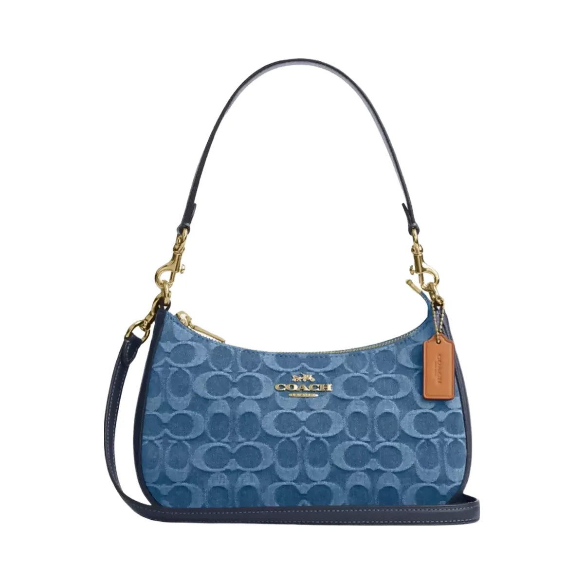 Coach Teri Shoulder Bag In Signature Denim in Gold Indigo