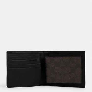 Coach Boxed 3 In 1 Wallet Gift Set In Signature Canvas Signature Canvas-Qb-Walnut-Black