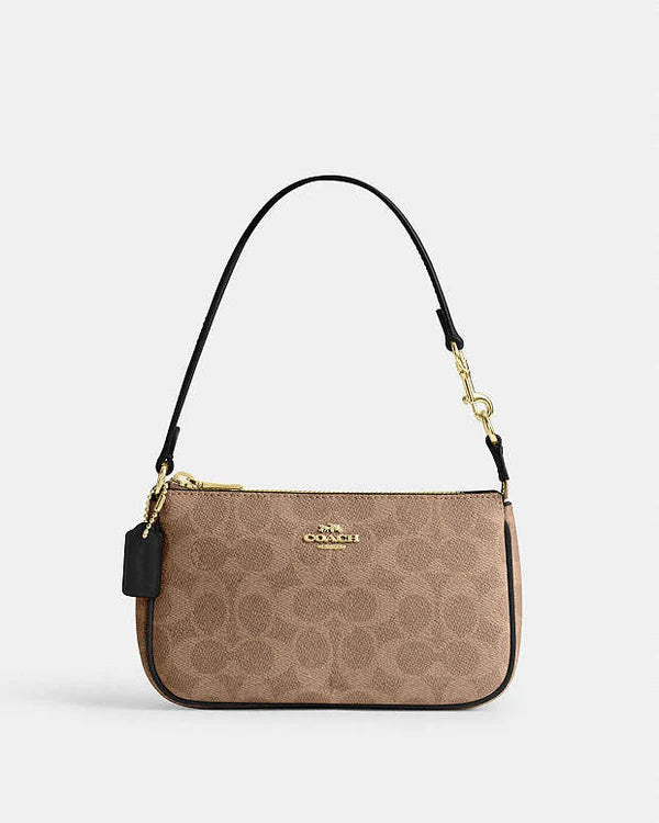Coach Nolita 19 In Signature Canvas Signature Canvas-Gold-Tan-Black