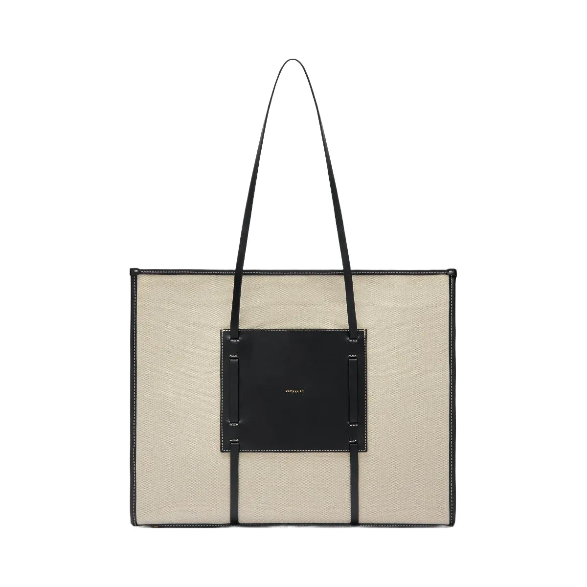 DeMellier The Large Capri salt & pepper canvas black smooth