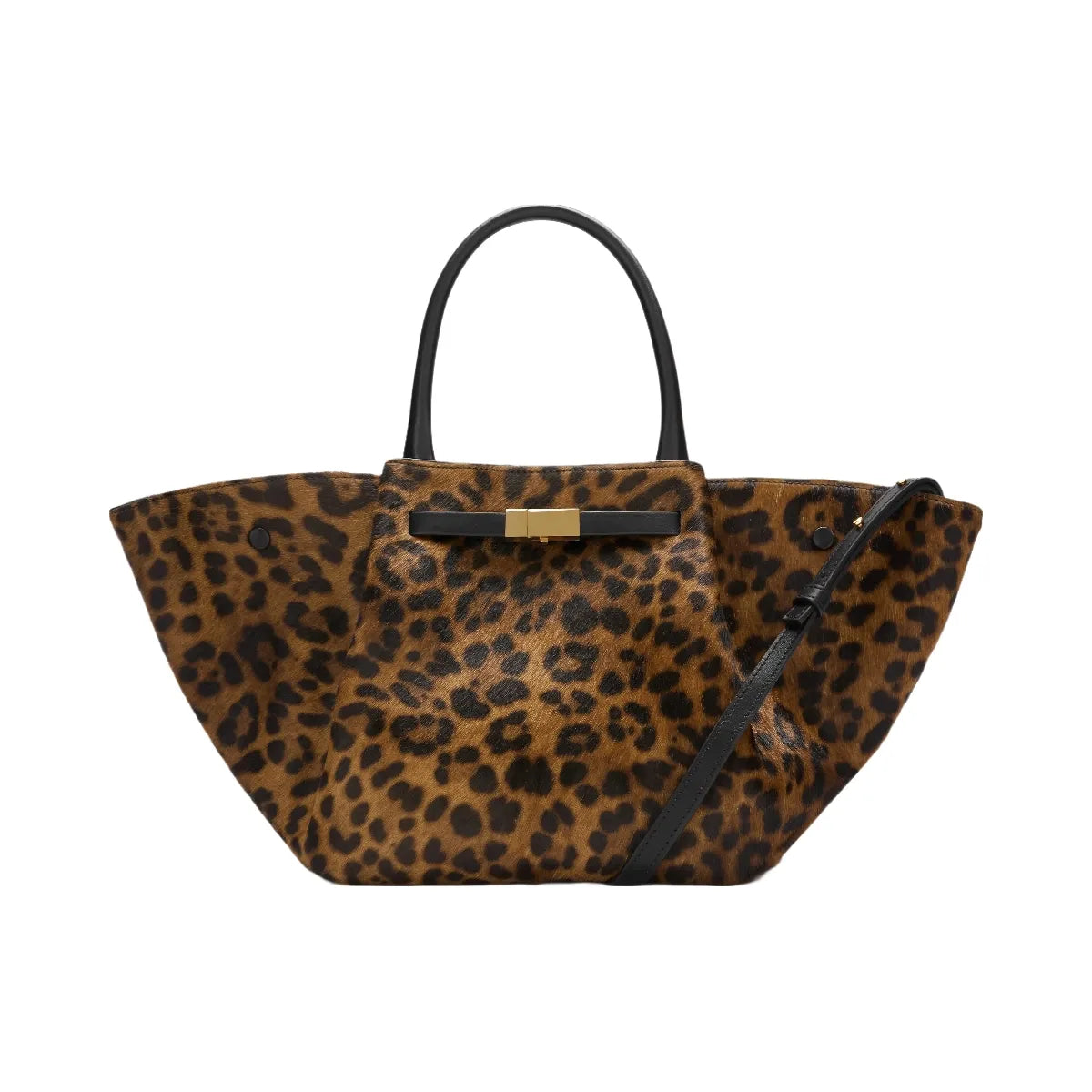 DeMellier The Midi New York leopard-effect calf hair & black smooth