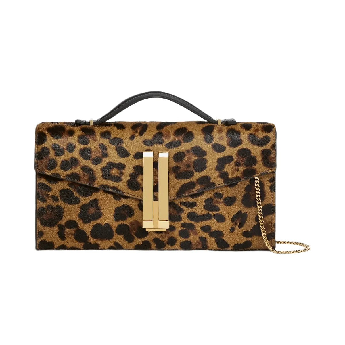 DeMellier The Vancouver Clutch leopard-effect calf hair & black smooth