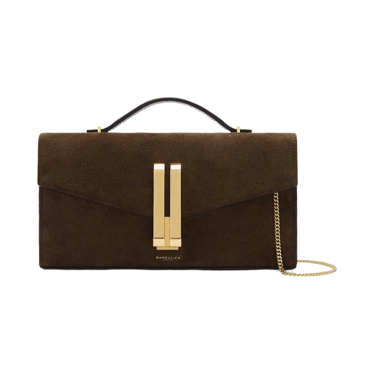 DeMellier The Vancouver Clutch mocha suede & mocha smooth
