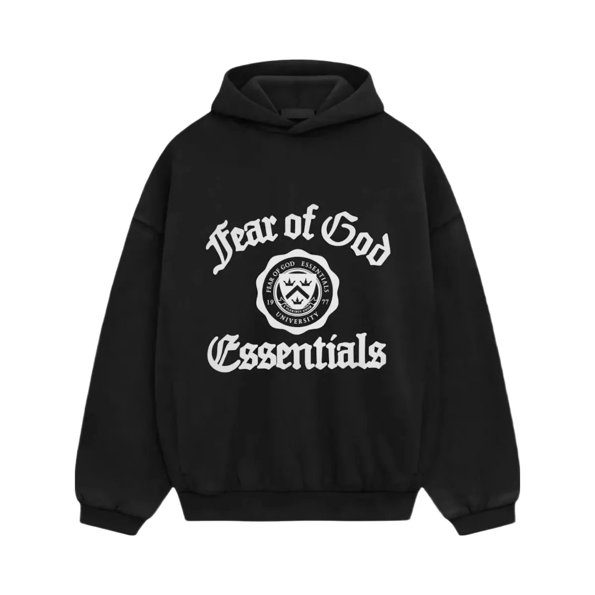 Essentials Fear Of God Essentials Heavy Fleece Vintage Shrunken Hoodieblack
