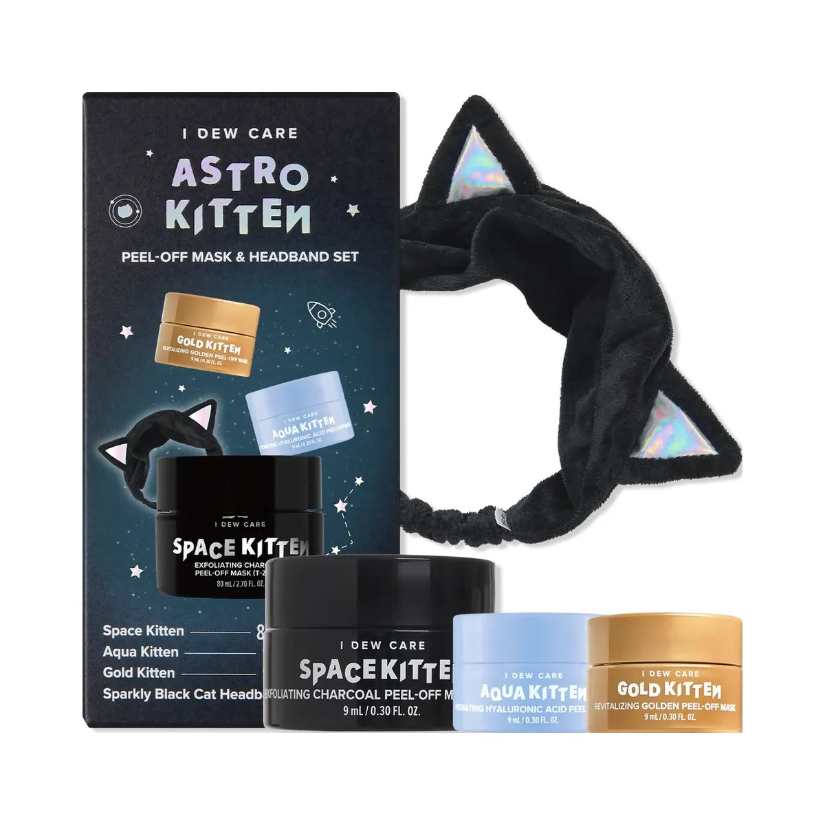 I Dew Care Astro Kitten Peel-Off Masks and Headband Set