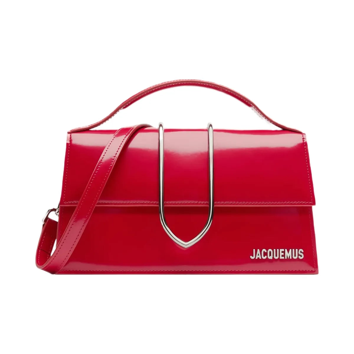 Jacquemus The Large Bambino Cross-Body Metal Flap Bag Red