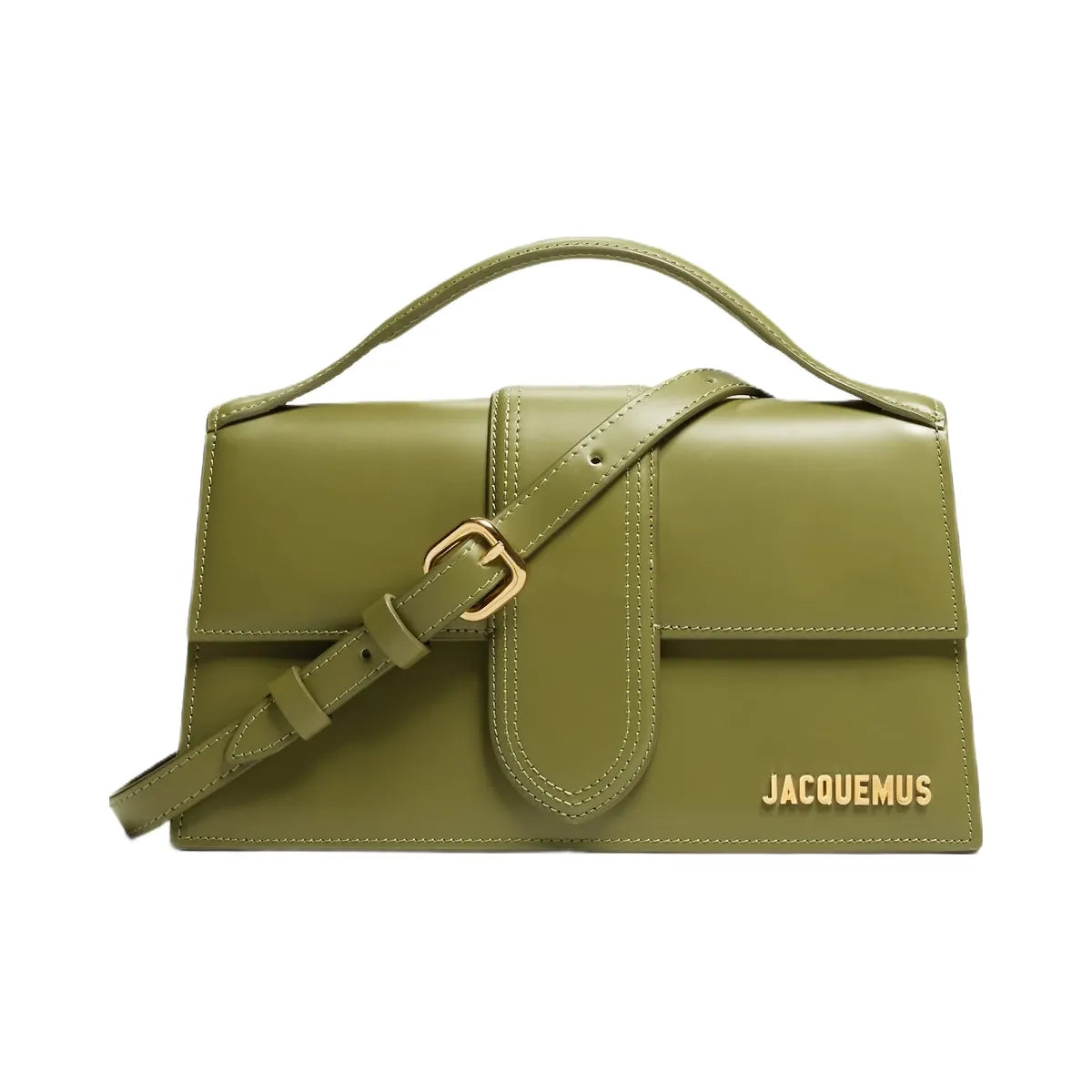 Jacquemus The Large Bambino Smooth Leather Structured Bag Khaki